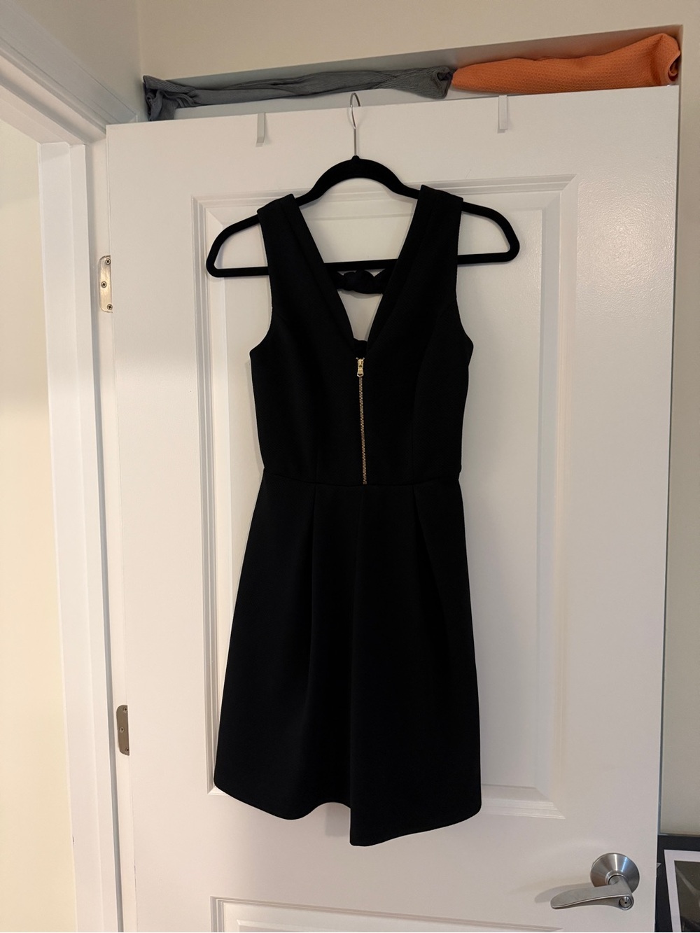 Guess Black Sleeveless V-Neck Dress with Gold Zip and Open Back